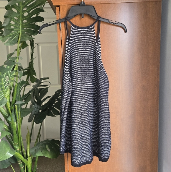Eileen Fisher Knitted Tank Black And White Stripe Racerback Womens Small - Picture 2 of 5